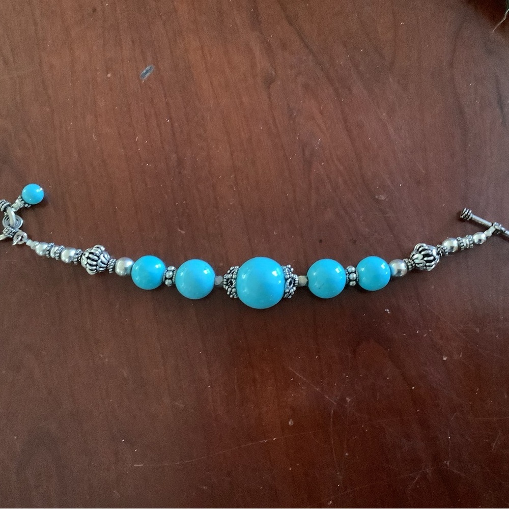 Chalk turquoise and sterling bracelet​